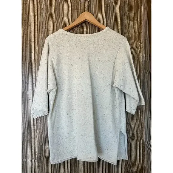 Pure J Jill Fleckd Beige Wool Sweater Sz M Petite Boho Asymmetric Slit Lagenlook - Picture 5 of 10